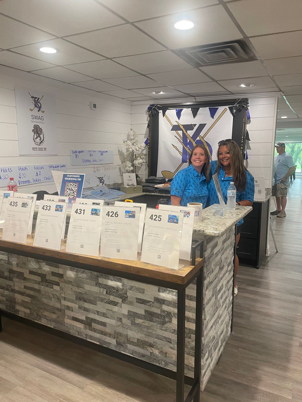 Raffle prizes at the clubhouse