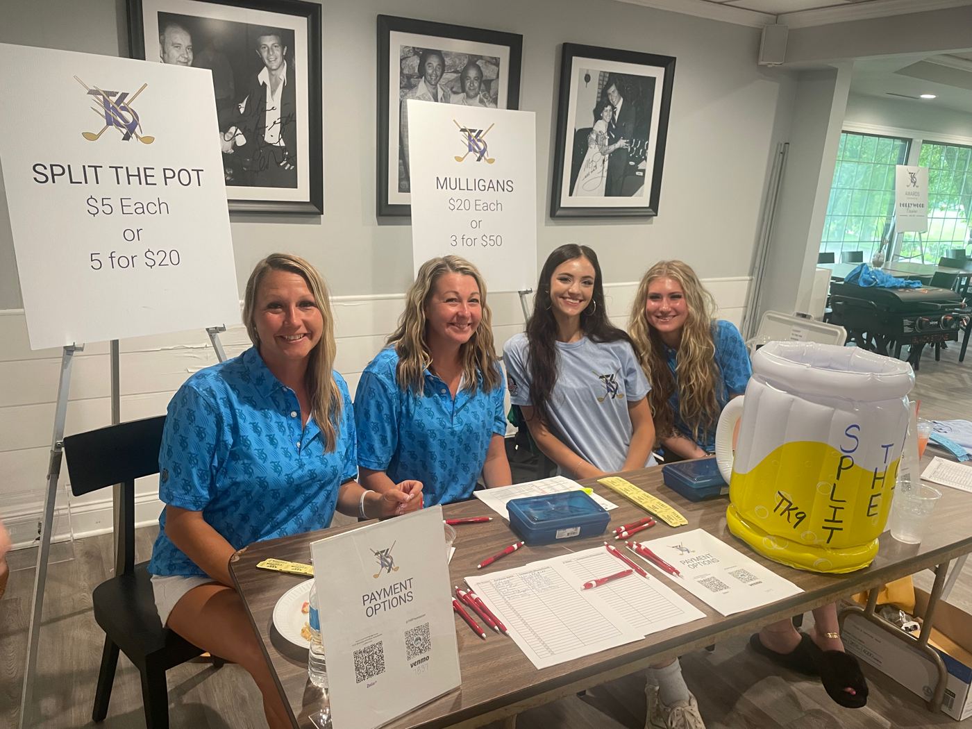 Volunteers at the split-the-pot table