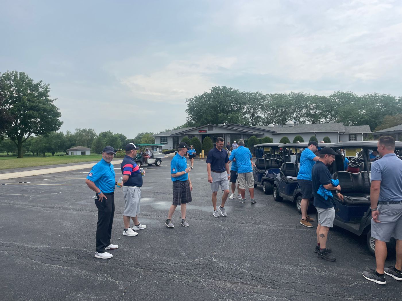 Golfers gathering before the shotgun start