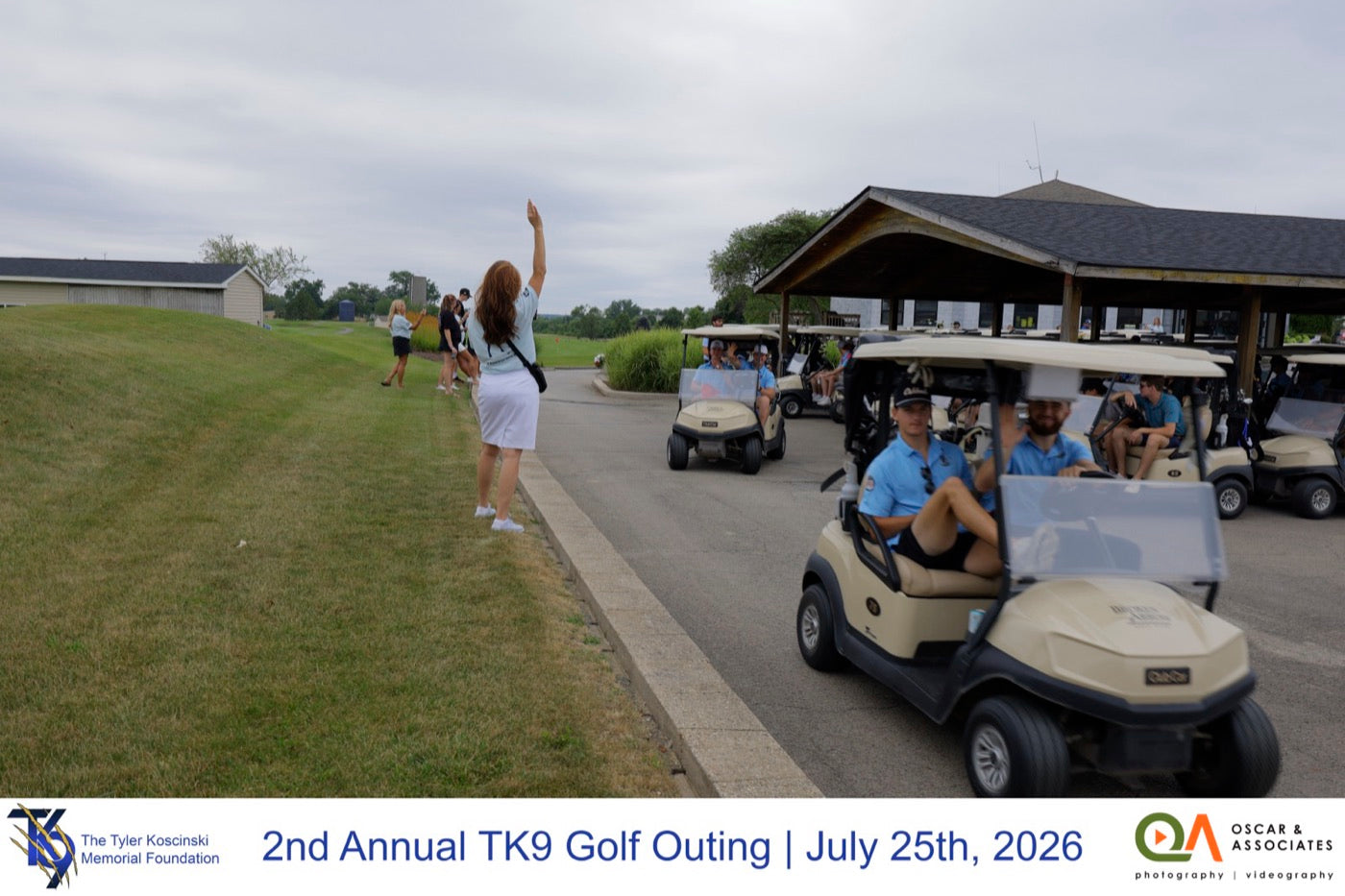 Golfers heading out in carts