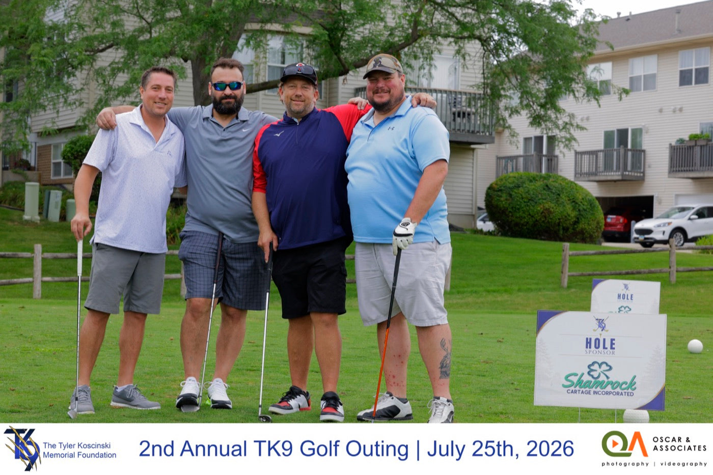 A foursome at the Shamrock Cartage hole