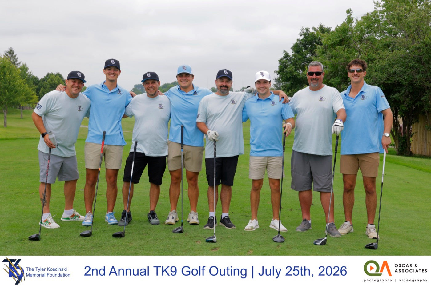A group of golfers in TK9 polos